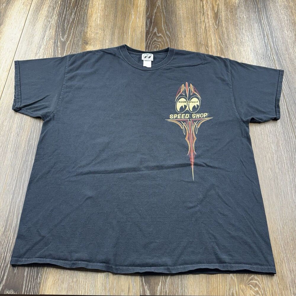 Vintage Moon Equipped Shirt Mens XXL Black Speed Shop Hot Rod Race Mooneyes Y2K - Picture 4 of 13